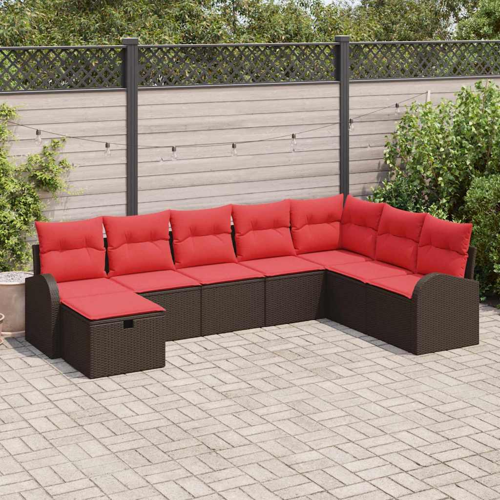 Gartensofa-set 8 stk. Braun Poly-Rattan