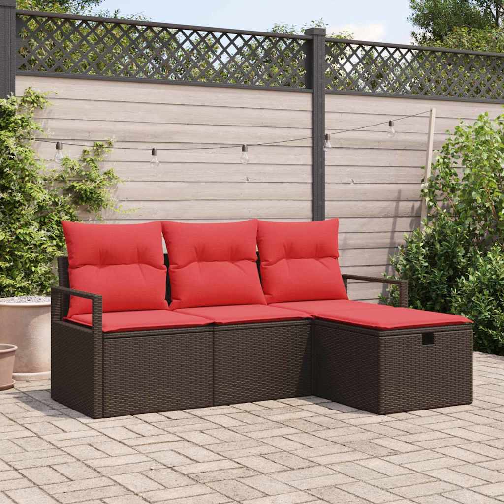 Gartensofa-set 4 stk. Braun Poly-Rattan