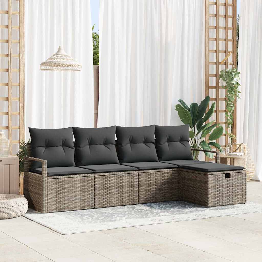 Gartensofa-set 5 stk. Grau Poly-Rattan