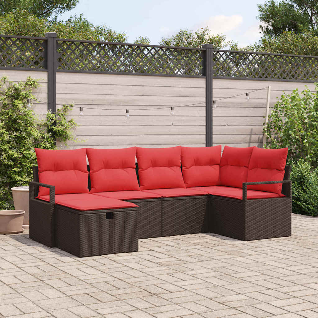 Gartensofa-set 6 stk. Braun Poly-Rattan