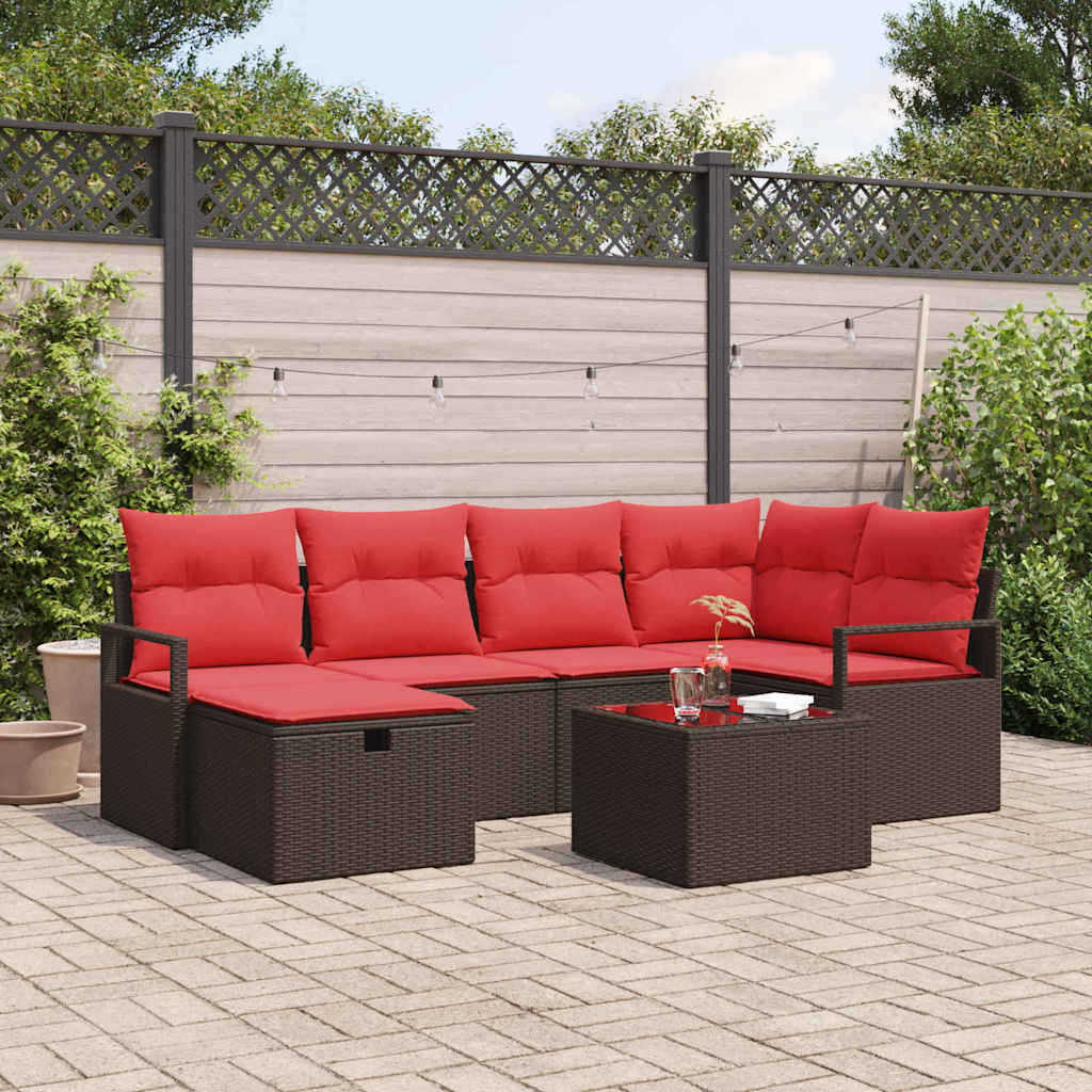 Gartensofa-set 6 stk. Poly-Rattan
