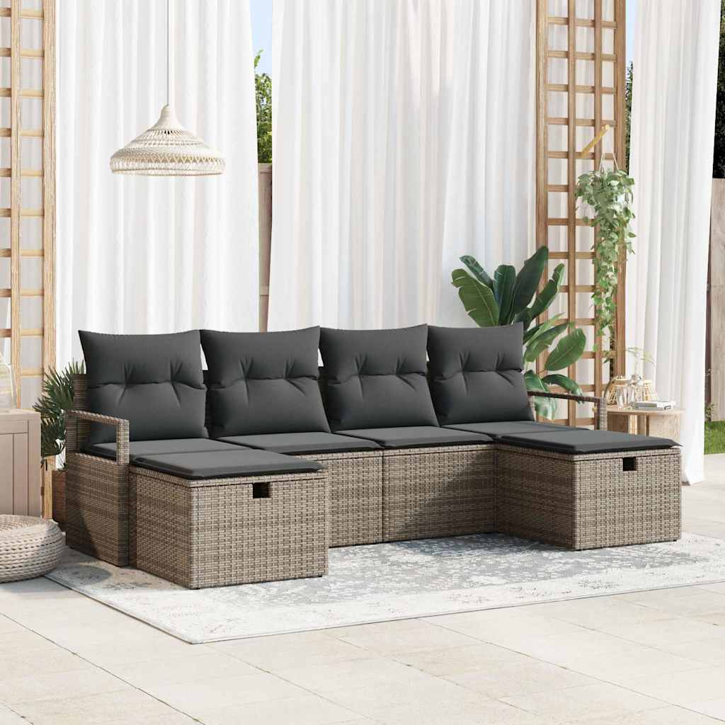 Sofa Set 5 stk. Poly-Rattan