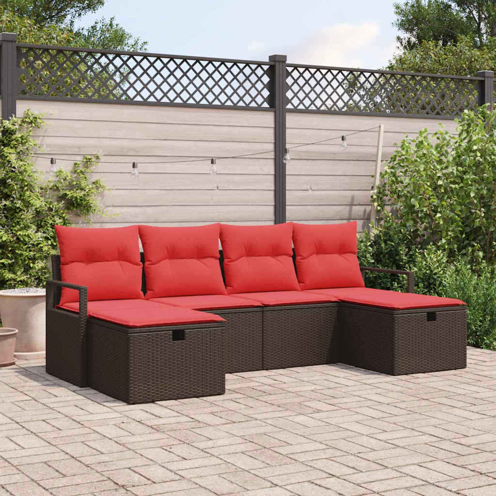 Sofa Set 5 stk. Poly-Rattan