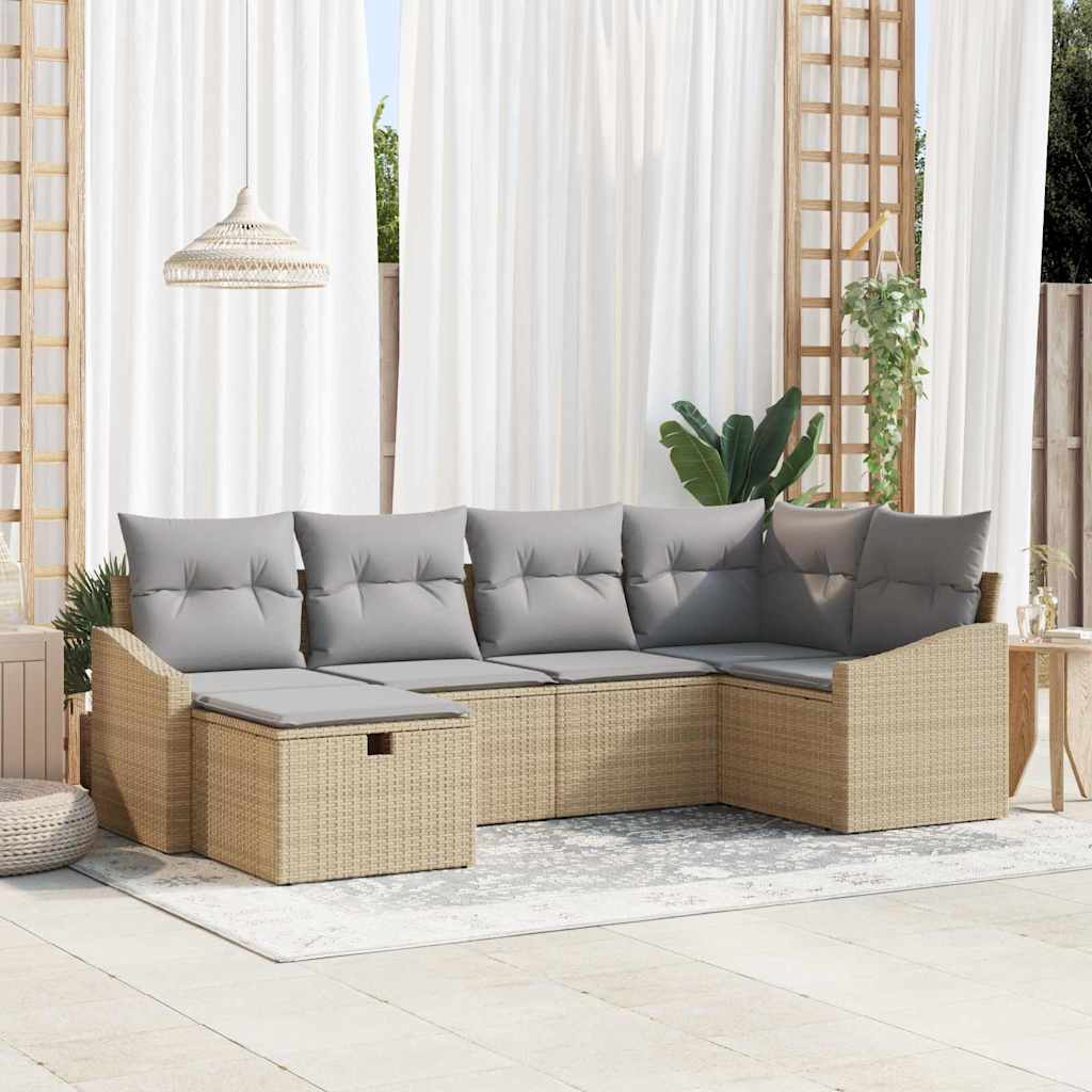 Sofa Set 6 stk. Poly-Rattan