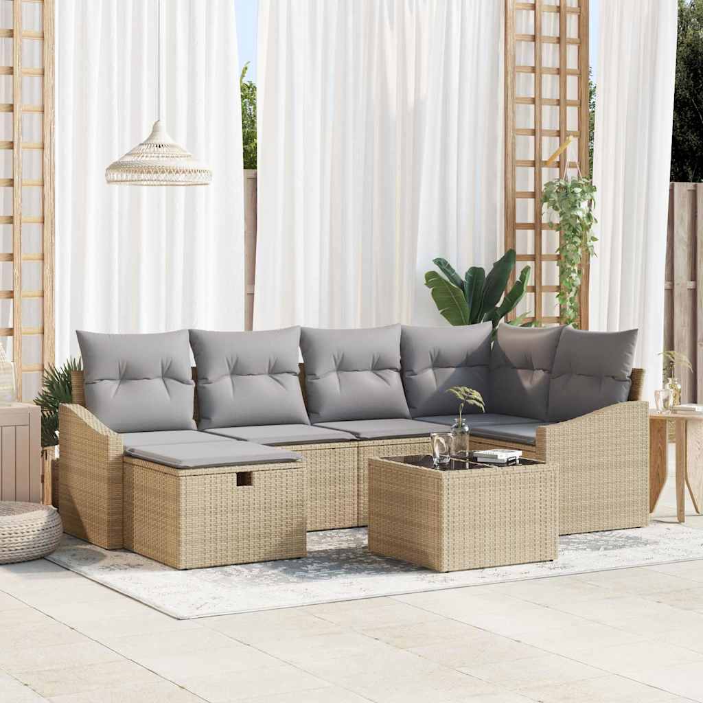 Sofa Set 7 stk. Poly-Rattan