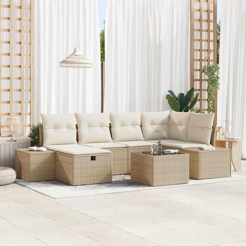 Sofa Set 7 stk. Poly-Rattan