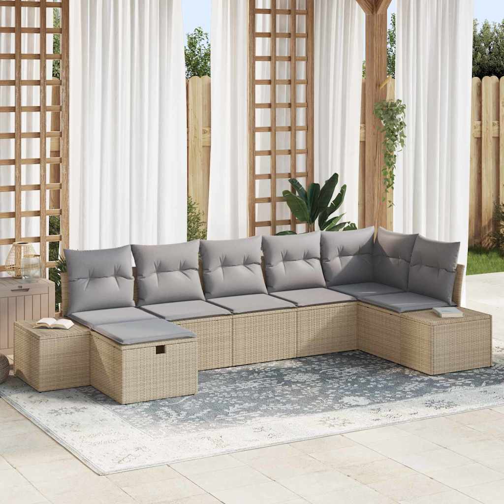 Sofa Set 7 stk. Poly-Rattan