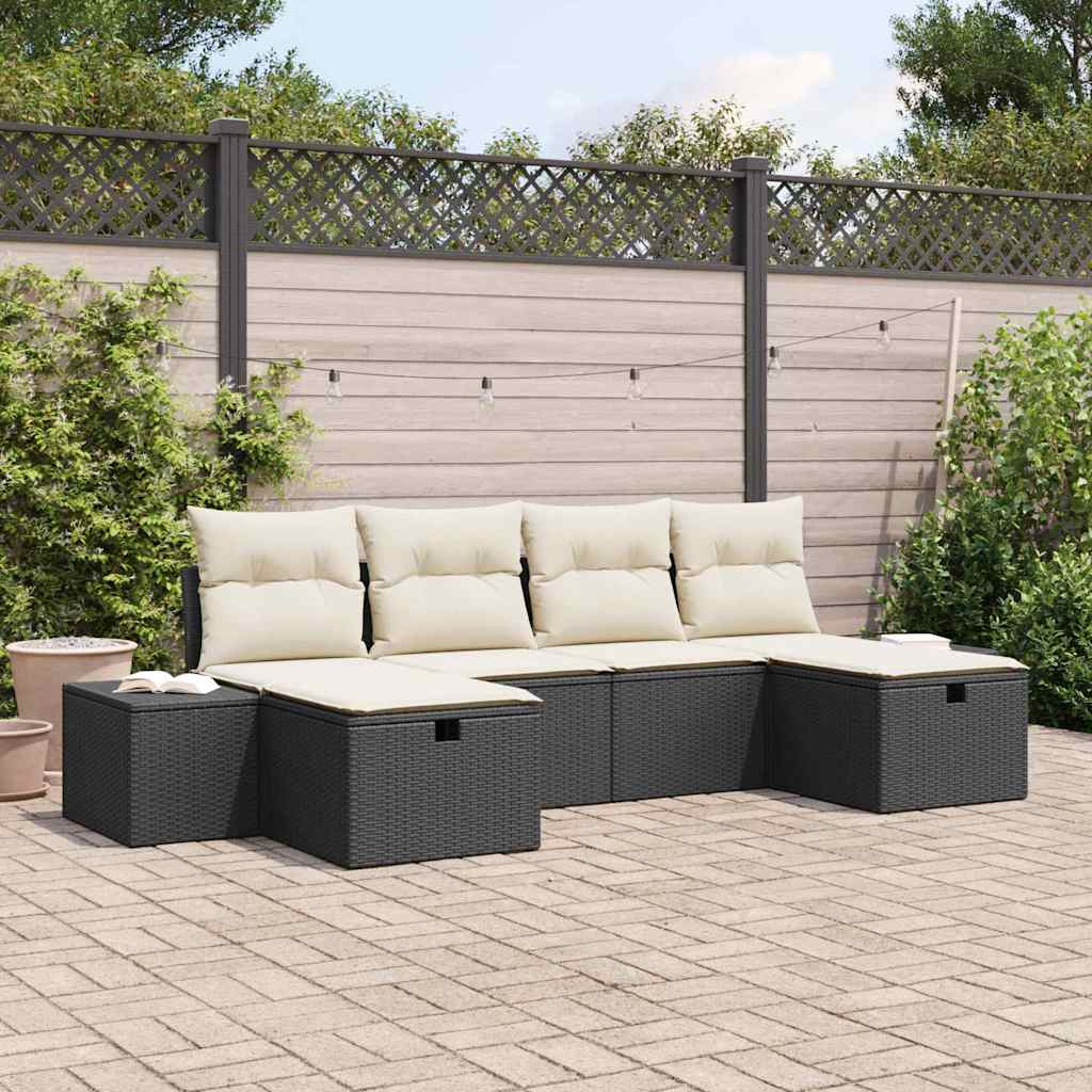 Gartensofa-set 6 stk. Poly-Rattan