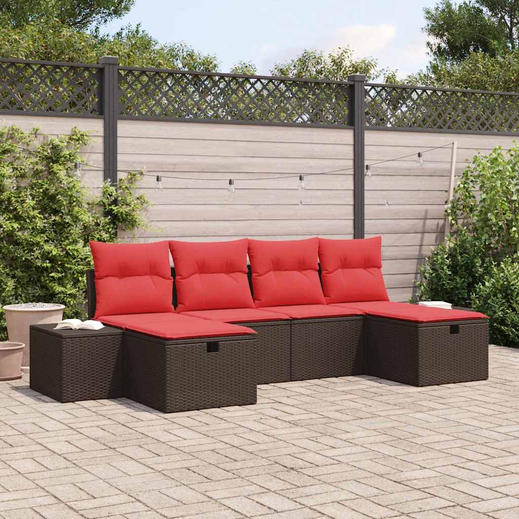 Gartensofa-set 6 stk. Braun Poly-Rattan