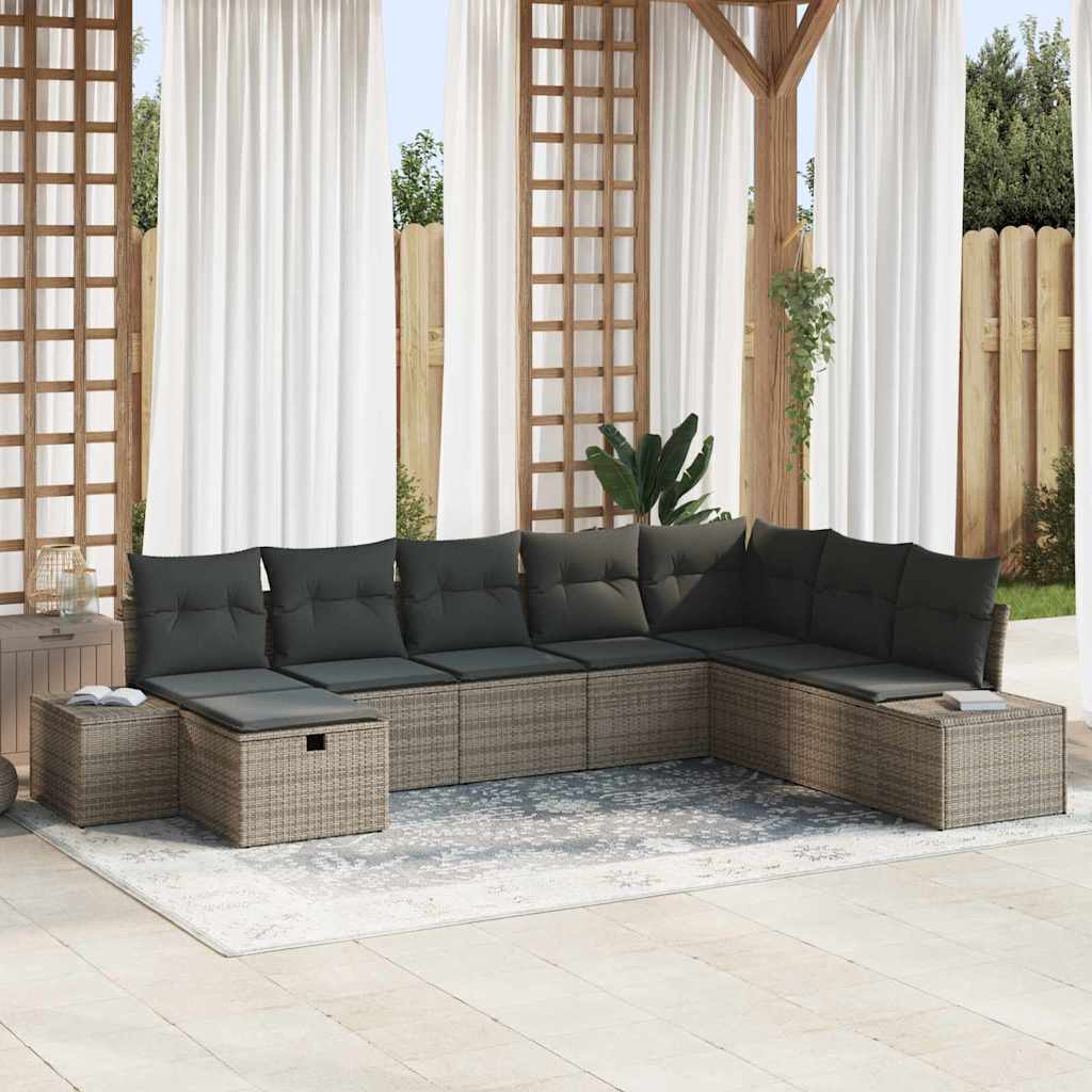 Gartensofa-set 8 stk. Grau Poly-Rattan
