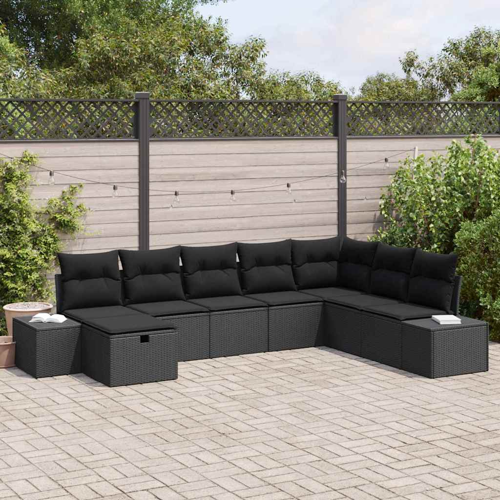 Gartensofa-set 8 stk. Schwarz Poly-Rattan