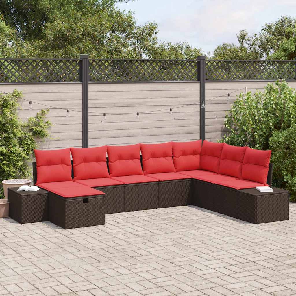 Gartensofa-set 8 stk. Braun Poly-Rattan