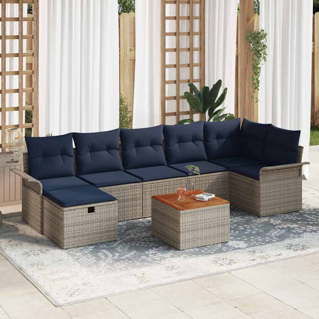 Gartensofa-set 8 stk. Grau Poly Rattan