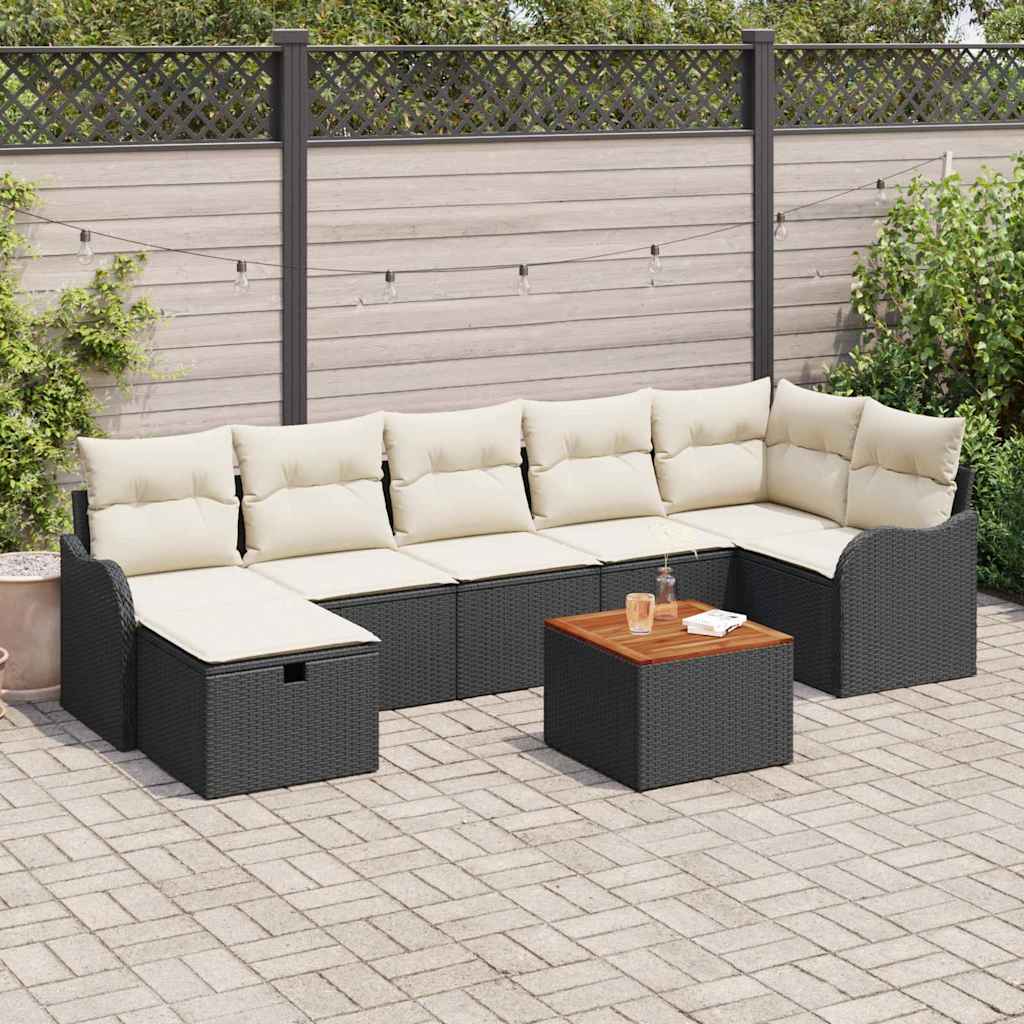 Gartensofa-set 8 stk. Schwarz Poly Rattan
