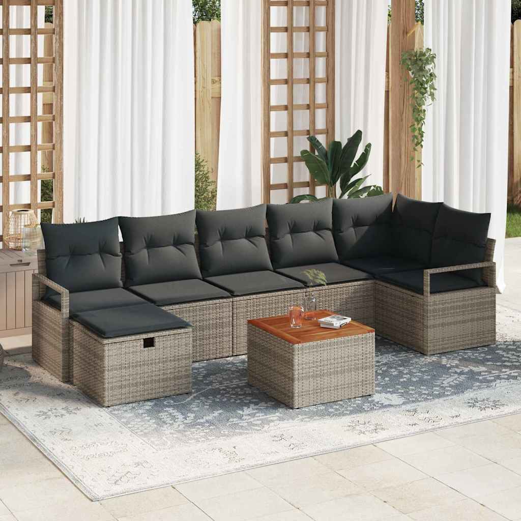 Gartensofa-set 8 stk. Grau Poly Rattan