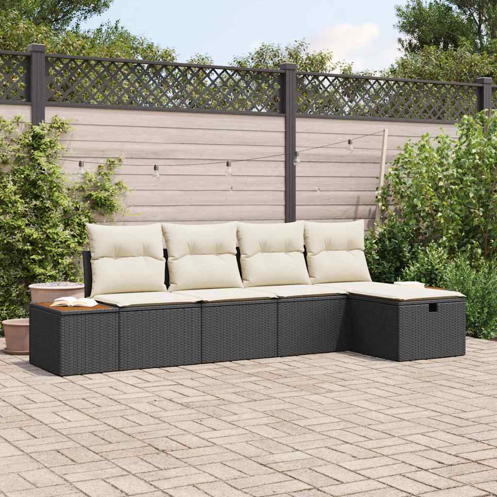 Gartensofa-set 6 stk. Schwarz Poly-Rattan