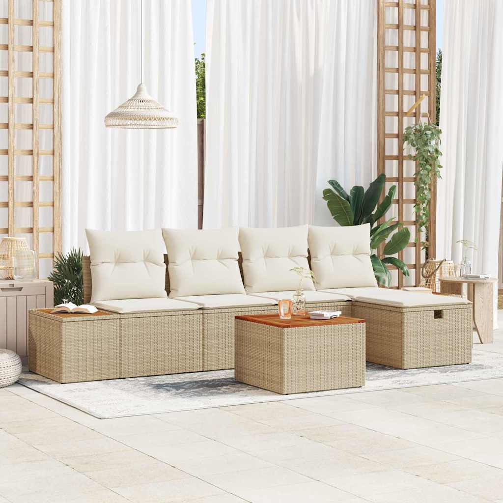 Gartensofa-set 6 stk. Beige Poly-Rattan