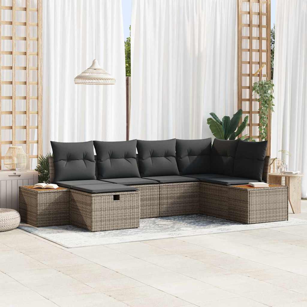 Gartensofa-set Grau Poly-Rattan