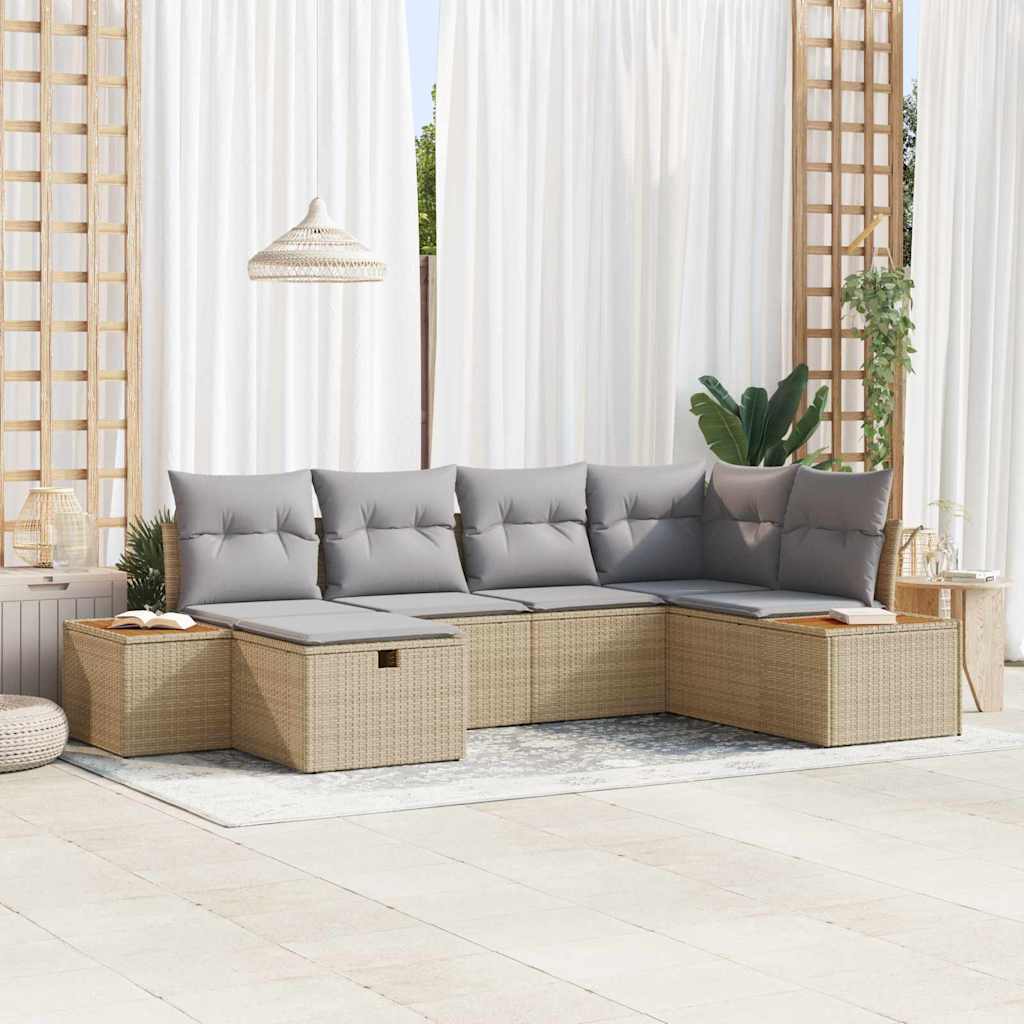 Gartensofa-set Beige Poly-Rattan