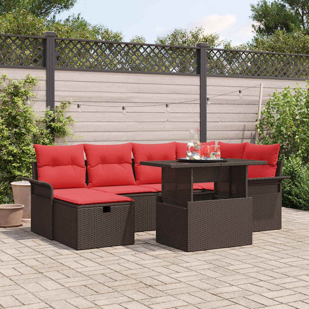 Gartensofa-set 7 stk. Braun Poly-Rattan