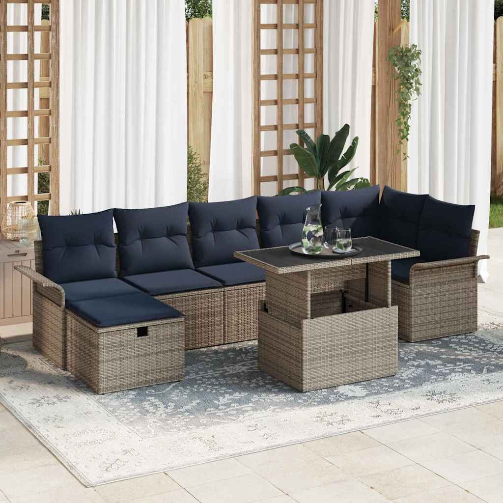 Gartensofa-set 8 stk. Grau Poly-Rattan