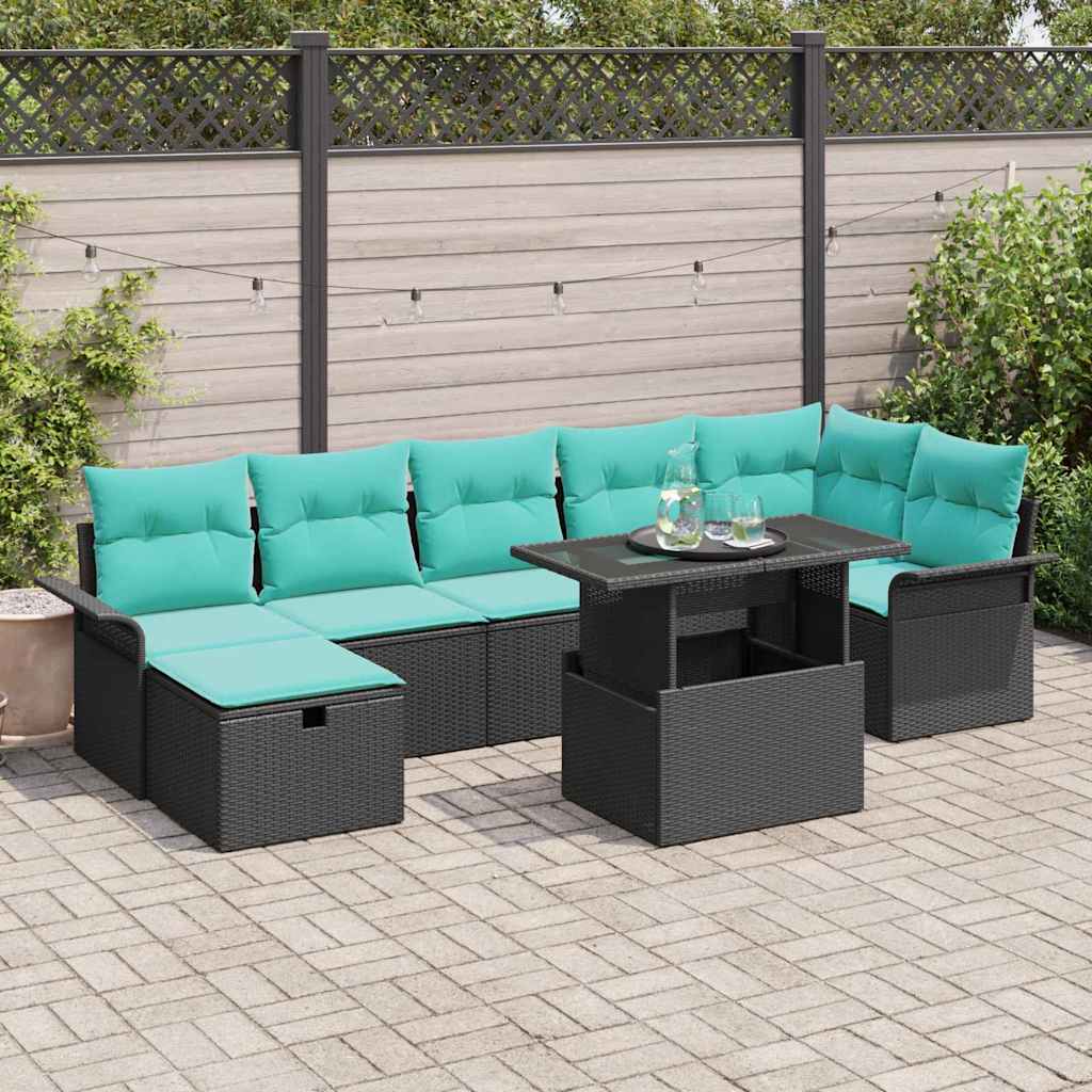 Gartensofa-set 8 stk. Schwarz Poly-Rattan