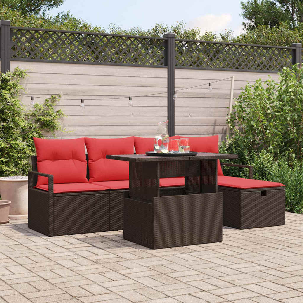 Gartensofa-set 6 stk. Braun Poly-Rattan