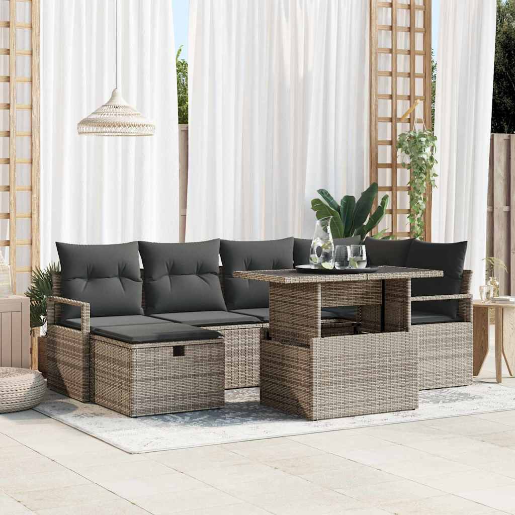 Gartensofa-set 7 stk. Grau Poly-Rattan