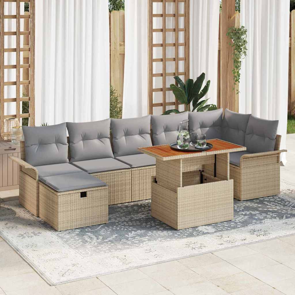Garten-Sofa-Set 8 stk. Beige Poly-Rattan