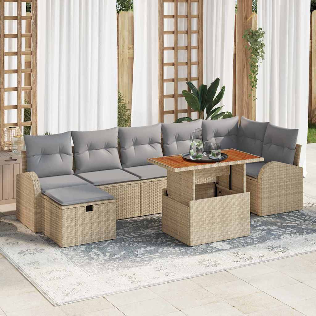 Garten-Sofa-Set 8 stk. Beige Poly-Rattan