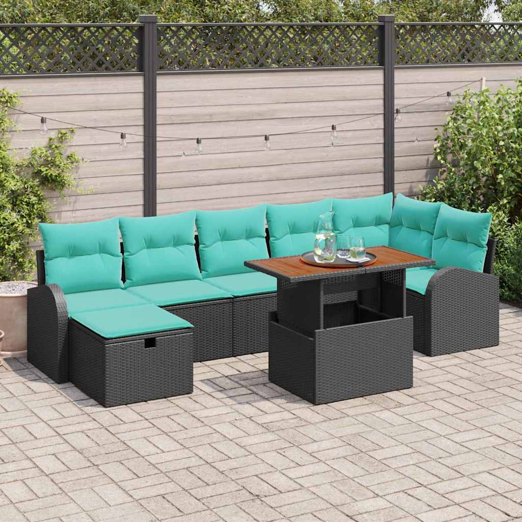 Garten-Sofa-Set 8 stk. Schwarz Poly-Rattan