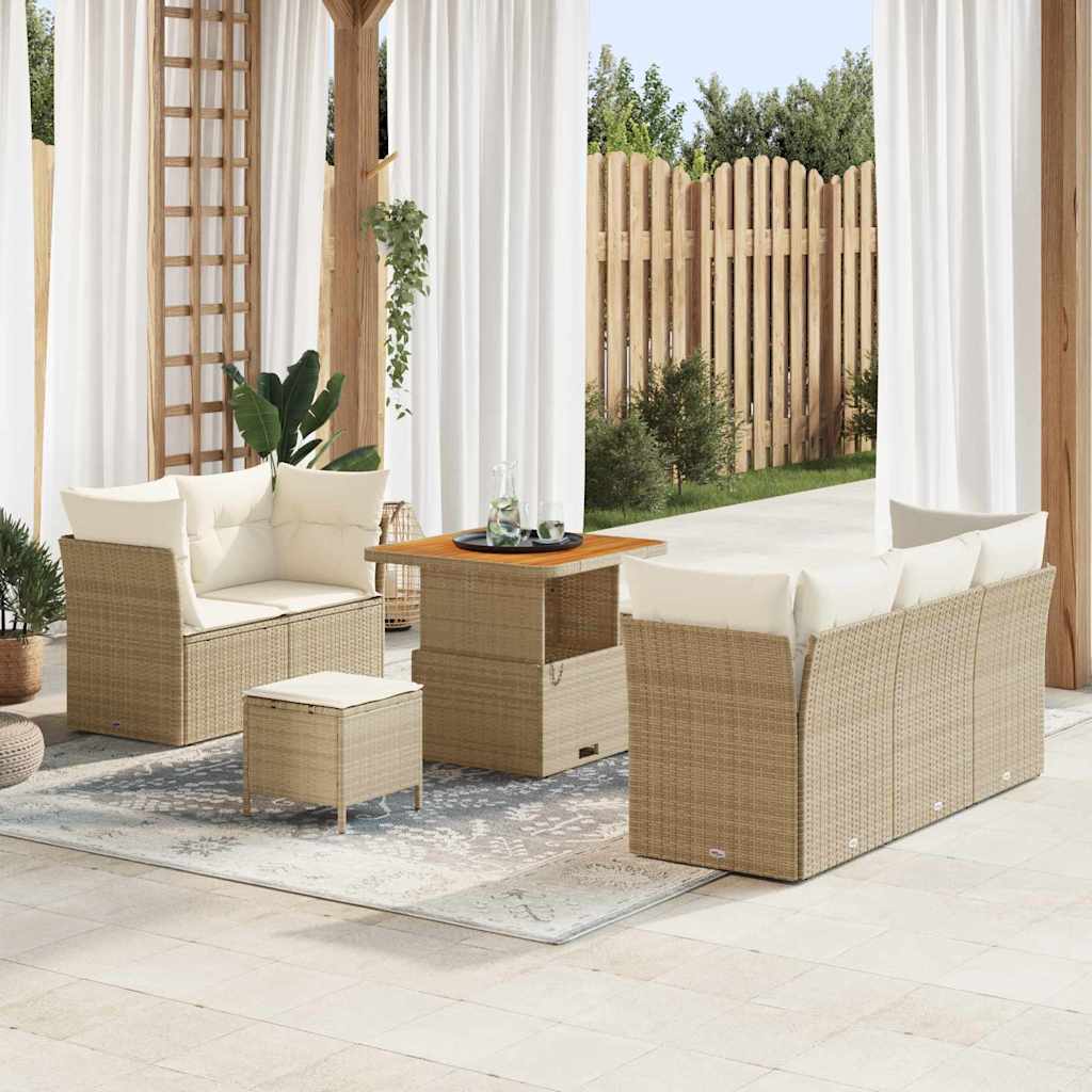 Gartensofa-set 8 stk. Beige Poly-Rattan