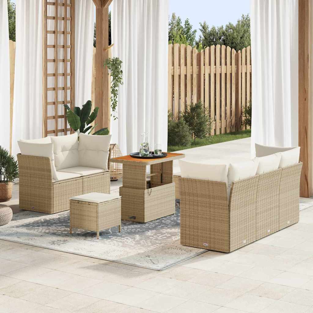 Gartensofa-set 8 stk. Beige Poly-Rattan