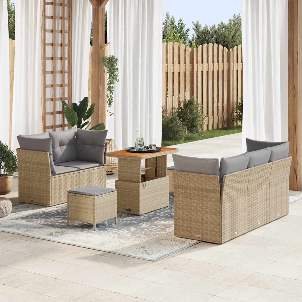 Gartensofa-set 8 stk. Beige Poly-Rattan