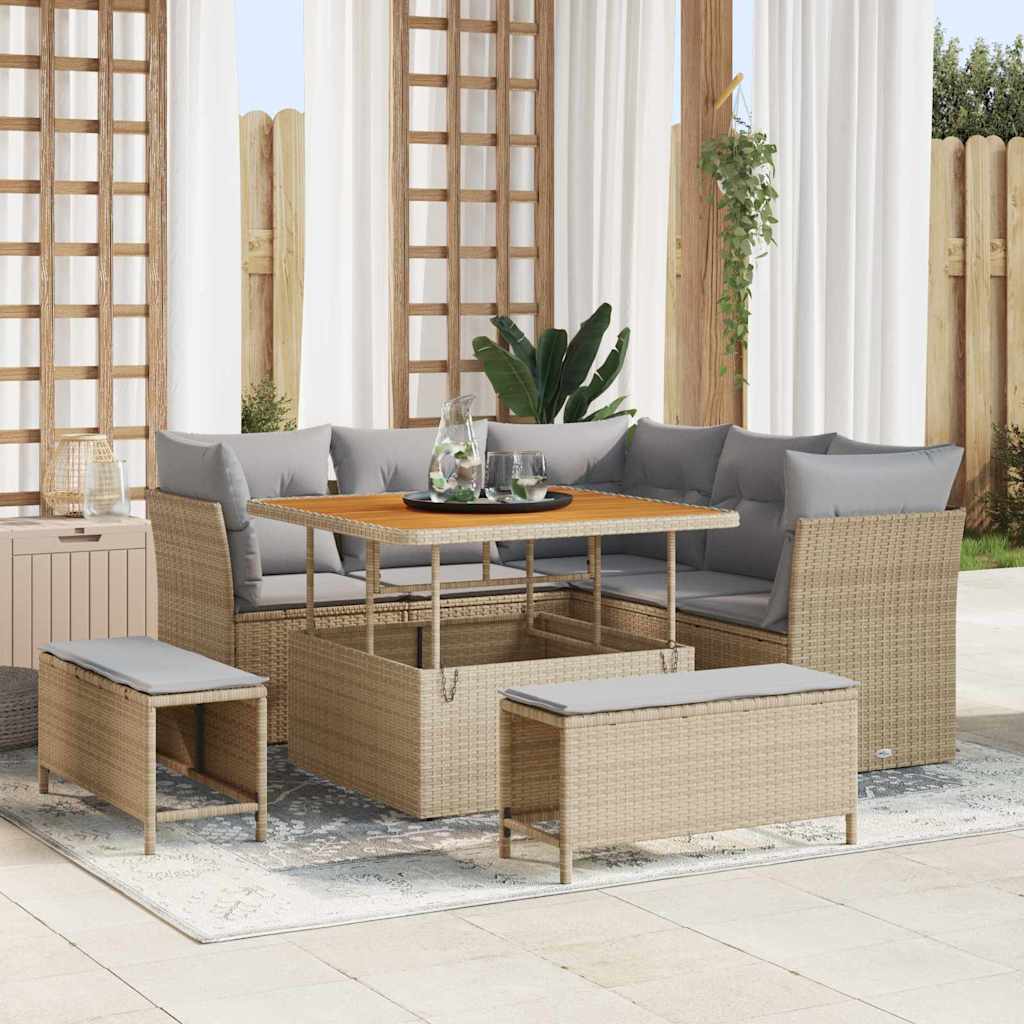 Gartensofa-set 8 stk. Beige Poly-Rattan