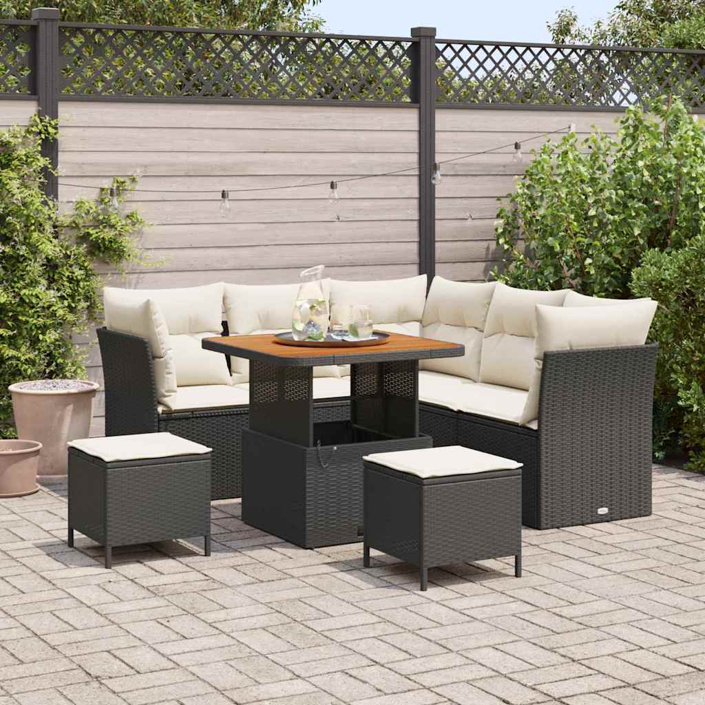 Gartensofa-set 8 stk. Schwarz Poly-Rattan