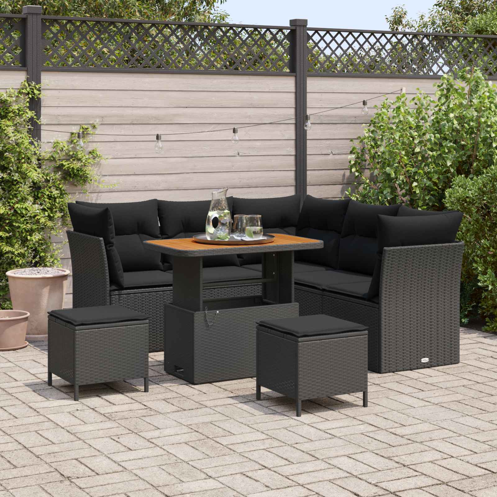 Gartensofa-set 8 stk. Schwarz Poly-Rattan