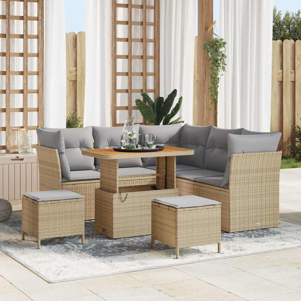 Gartensofa-set 8 stk. Beige Poly-Rattan