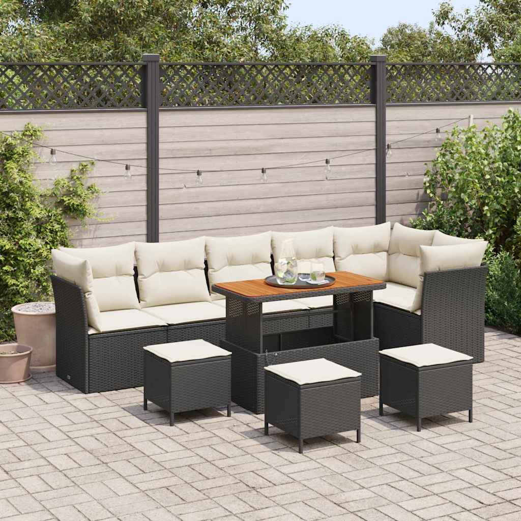 Gartensofa-set 10 stk. Schwarz Poly-Rattan