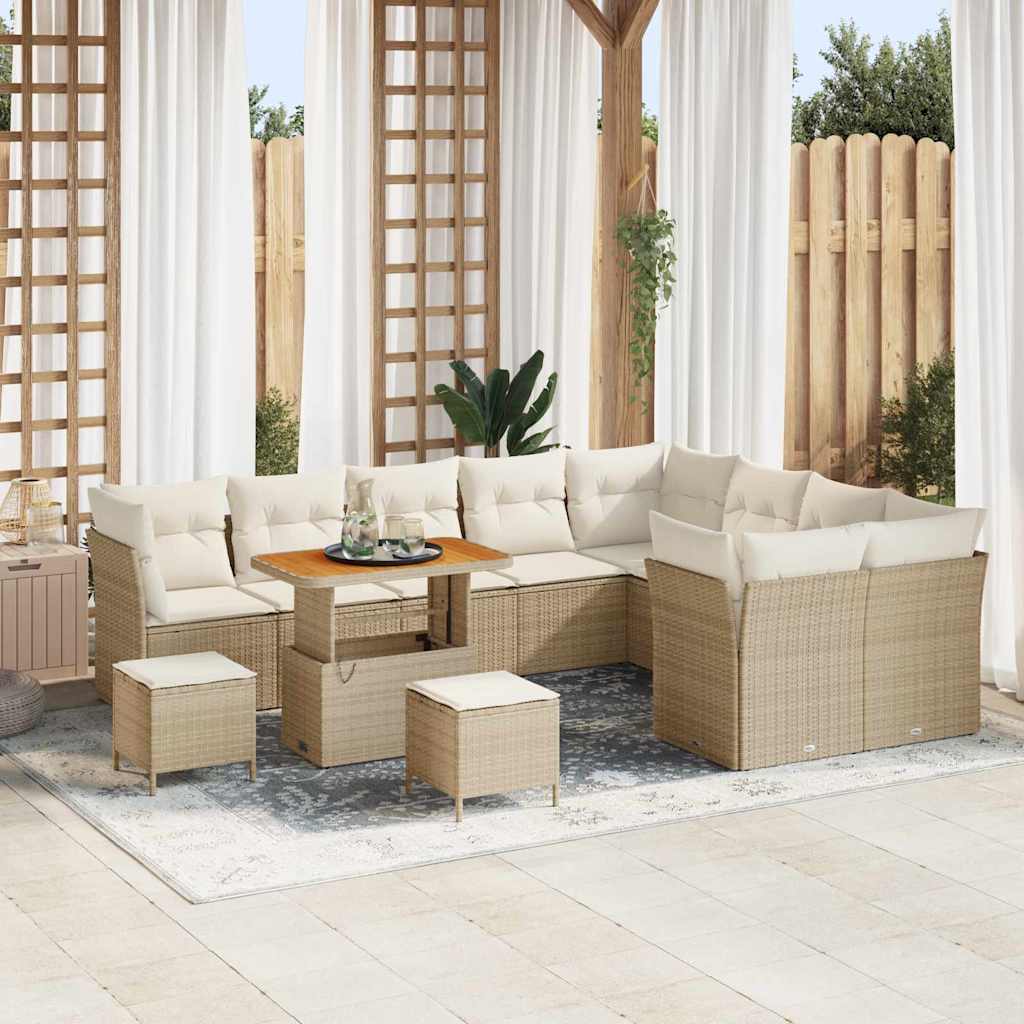 Gartensofa-set 12 stk. Beige Poly-Rattan