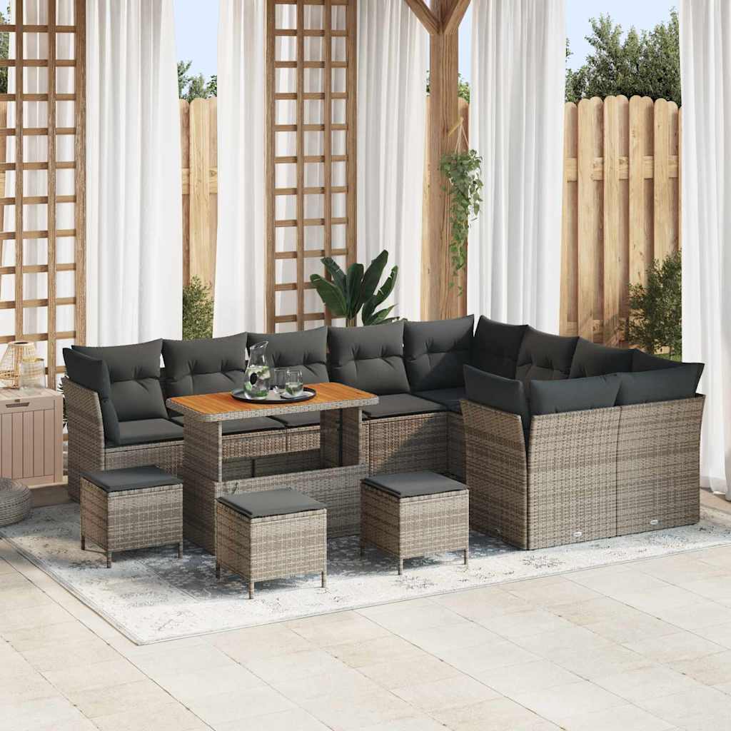 Gartensofa-set 13 stk. Grau Poly-Rattan