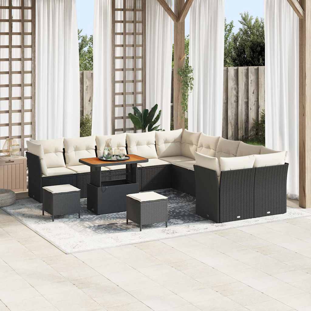 Gartensofa-set 13 stk. Schwarz Poly-Rattan
