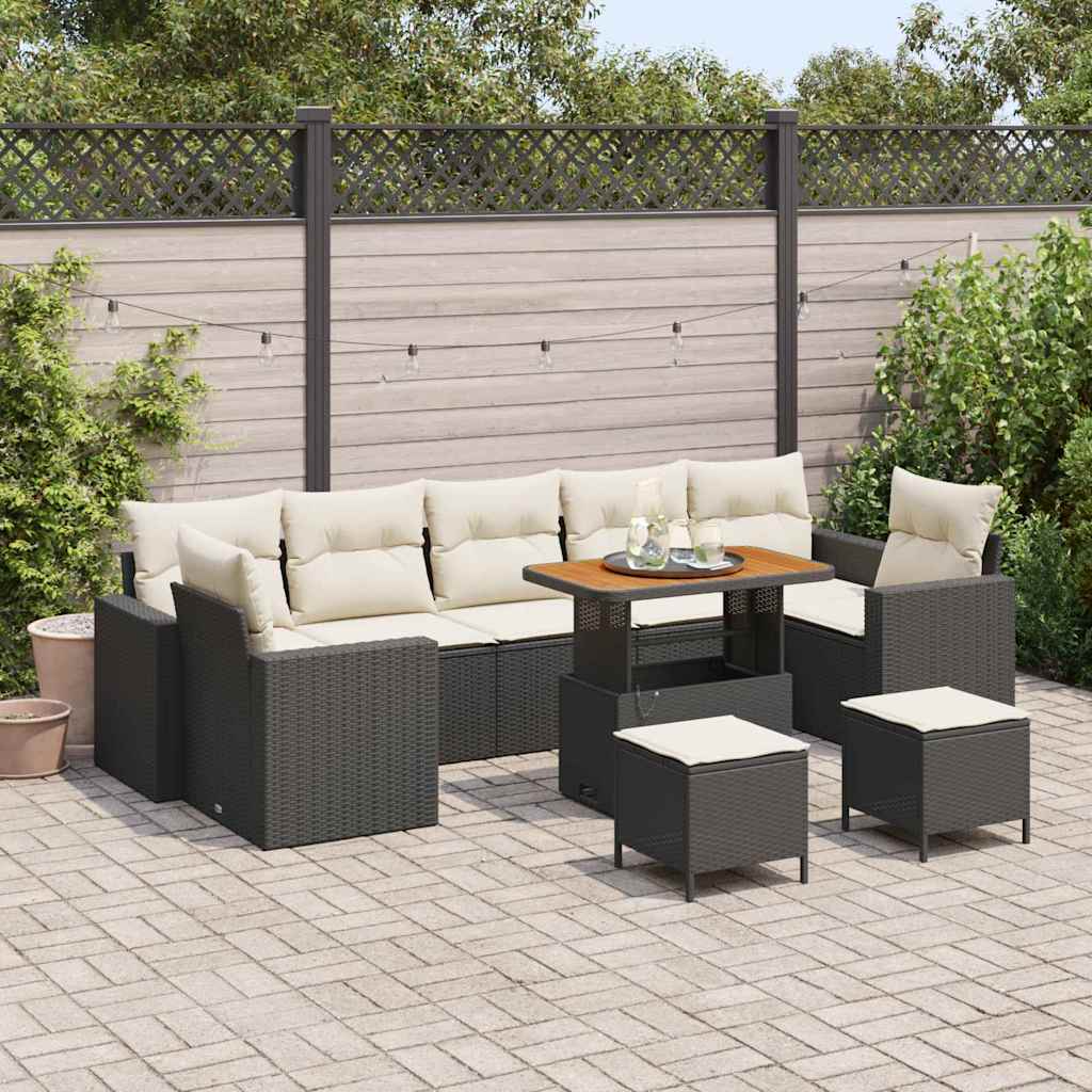 Gartensofa-set 10 stk. Schwarz Poly-Rattan