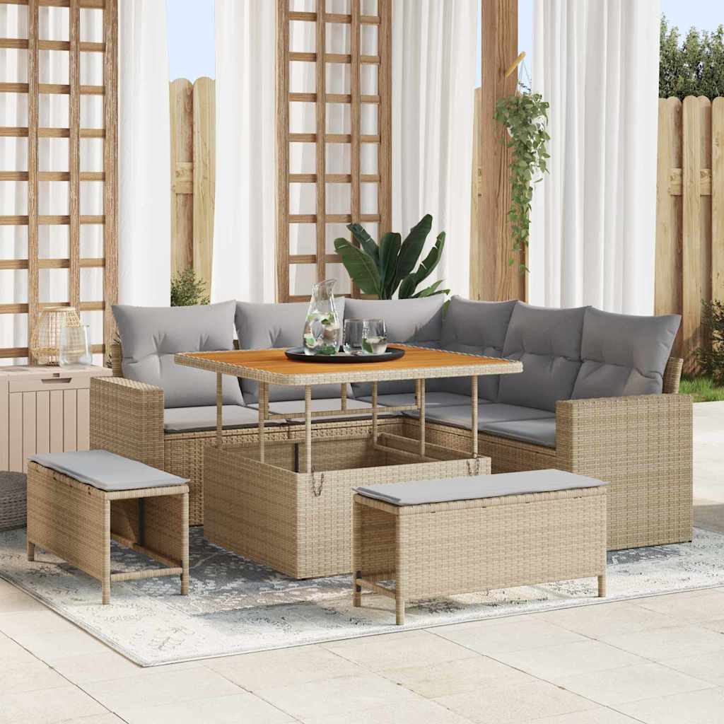 Gartensofa-set 8 stk. Beige Poly-Rattan