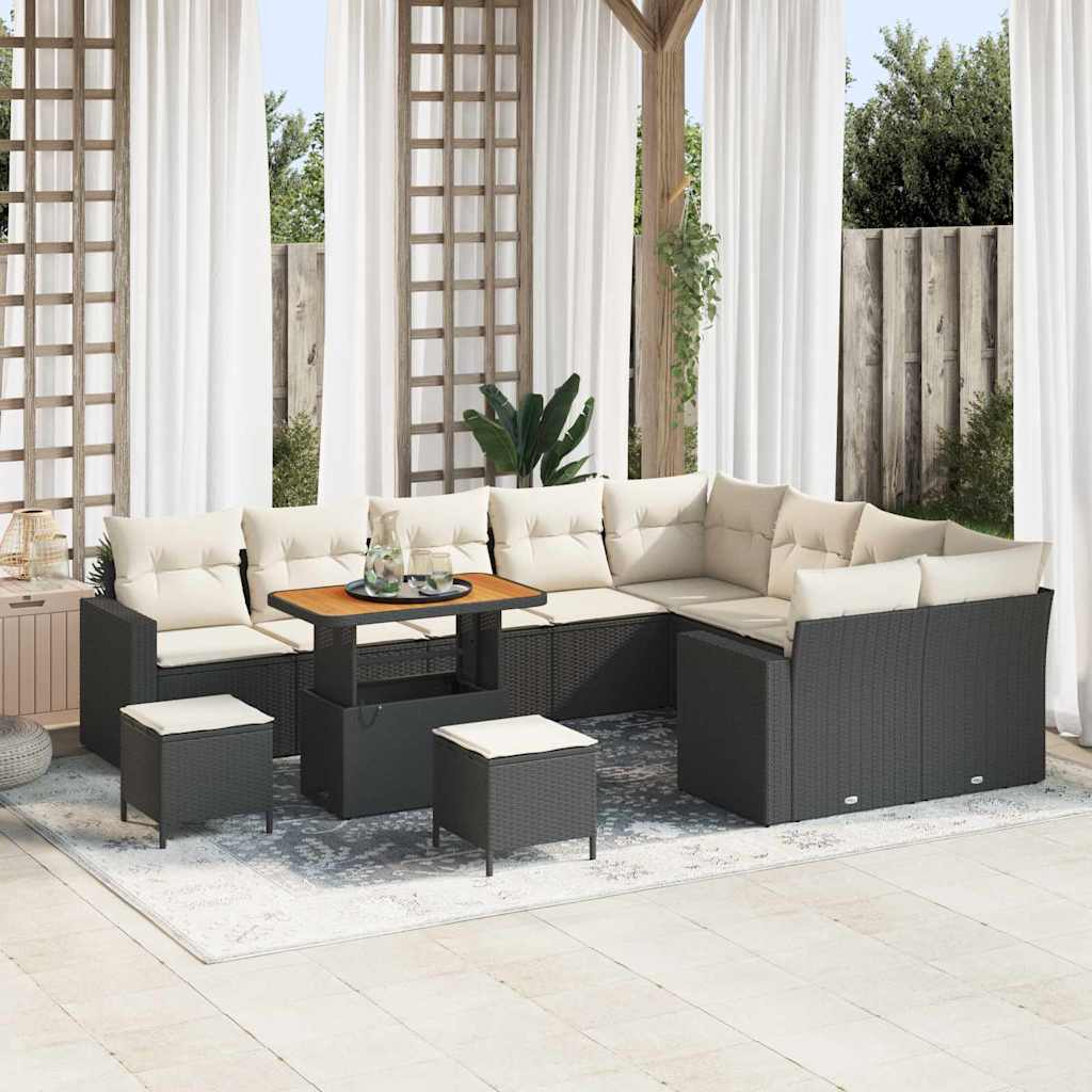 Gartensofa-set 12 stk. Schwarz Poly-Rattan