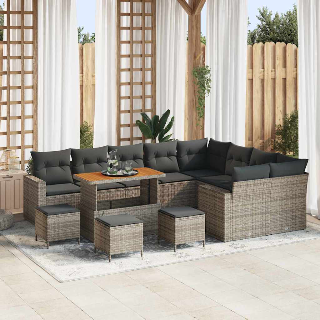 Gartensofa-set 13 stk. Grau Poly-Rattan
