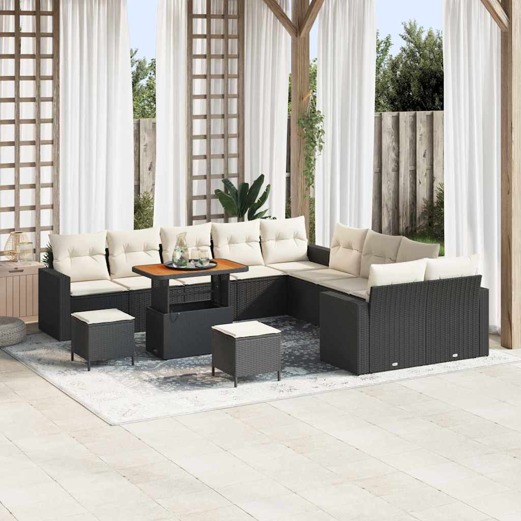 Gartensofa-set 13 stk. Schwarz Poly-Rattan