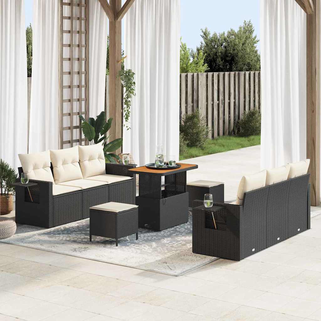 Gartensofa-set Schwarz Poly-Rattan