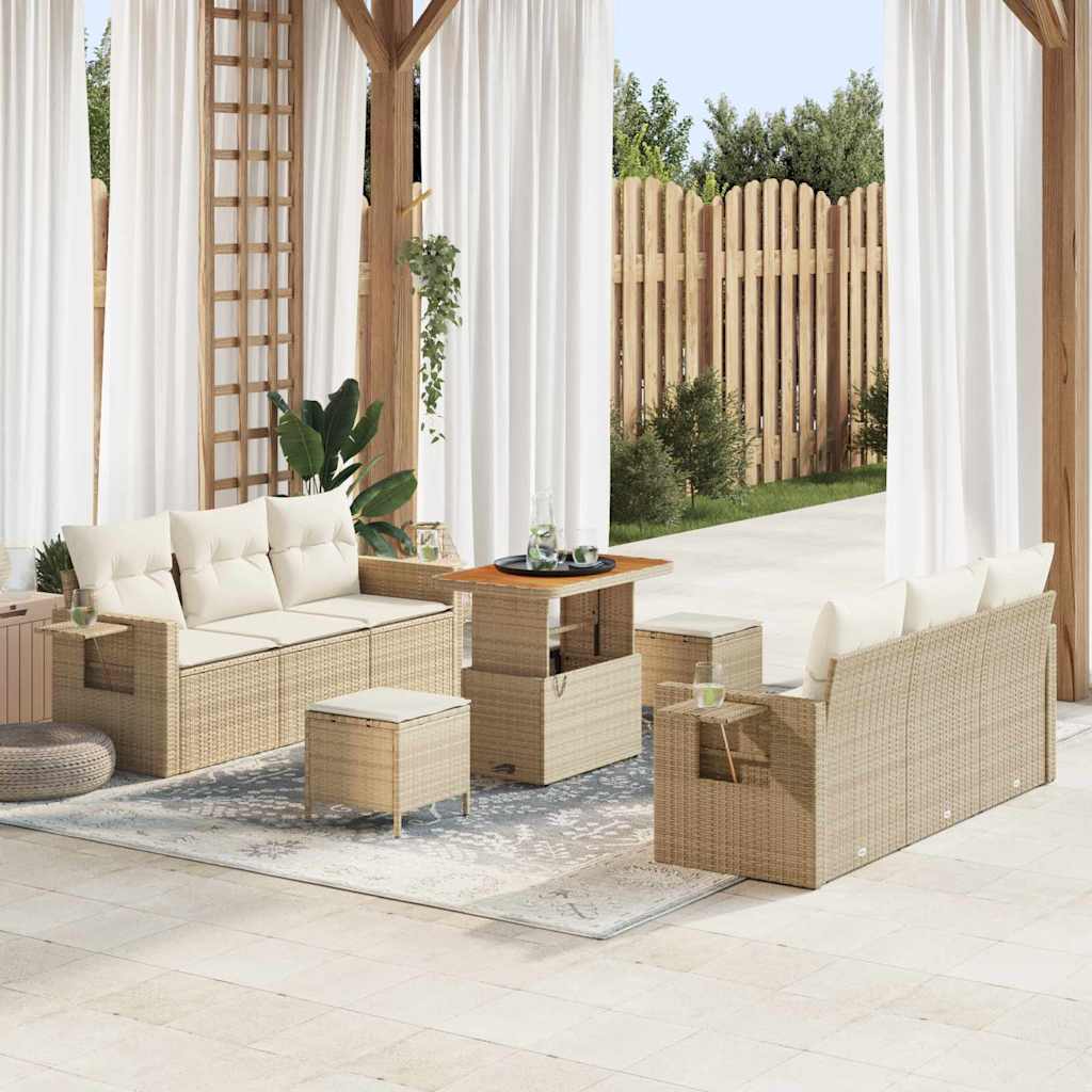 Gartensofa-set Beige Poly-Rattan