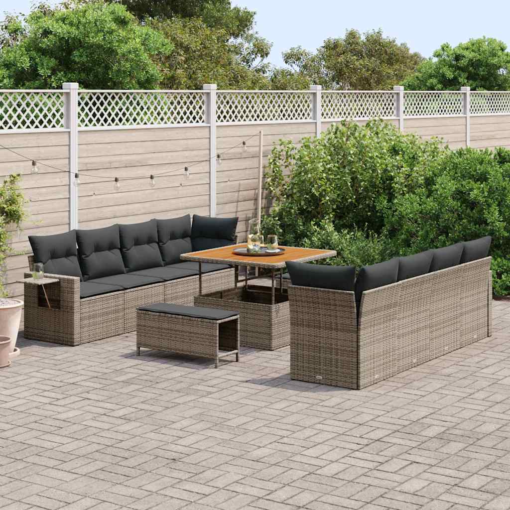 Gartensofa-set 11 stk. Grau Poly Rattan